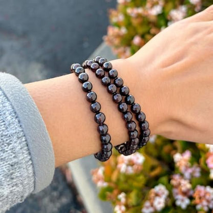 Adabele 1pc Natural Stretch Gemstone Bracelet 6mm (0.24 Inch) Bead 7" 7.5" 8 inch Healing Crystal Quartz Energy Chakra Jewelry Women Birthday Gift - color: Garnet, size: 7 inch
