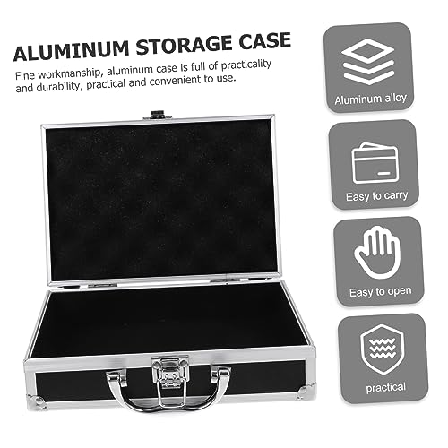 Beaupretty Handheld Aluminum Tool Case Multi Functional Briefcase with Capacity Storage for Home Office Travel Durable Hard Shell Design Convenient Carry Handle Black