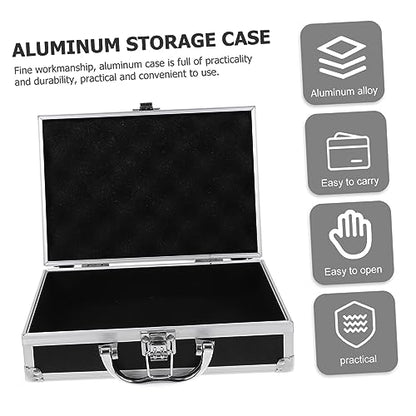 Beaupretty Handheld Aluminum Tool Case Multi Functional Briefcase with Capacity Storage for Home Office Travel Durable Hard Shell Design Convenient Carry Handle Black
