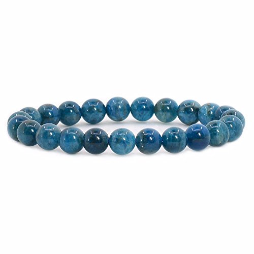 Justinstones Gem Semi Precious Gemstone 8mm Round Beads Stretch Bracelet 7 Inch Unisex - color: Apatite