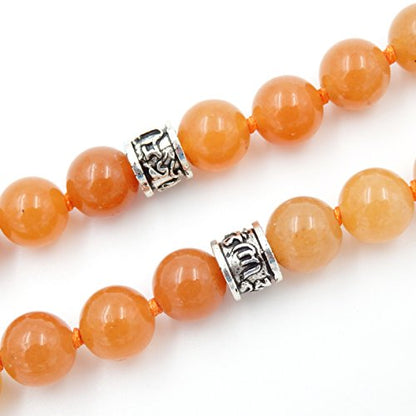 mala Beads Necklace for Women Man, mala Bracelet, Prayer Beads Necklace - color: orange aventurine