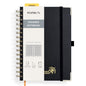 POPRUN Graph Paper Spiral Journal Notebook, [A5-5.75'' x 8.25''] - 120 GSM Thick Paper, 141 Numbered Pages, Grid Notebooks for Men & Women with Pocket, Index Tabs, 8 Perforated Sheets,Black - color: Black, style: Grid