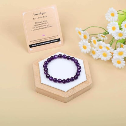 AD Beads Handmade Gemstone Stretch Elastic Bracelet Crystal Healing Reiki Nature's Beauty and Spiritual Essence Unisex - color: Amethyst (Love Guardian), size: 6mm