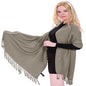 CJ Apparel Solid Color Tassels Design Nepalese Shawl Scarf Wrap Stole Throw Head Wrap Pashmina Gift Hand Made in Nepal New - color: Beige An1006
