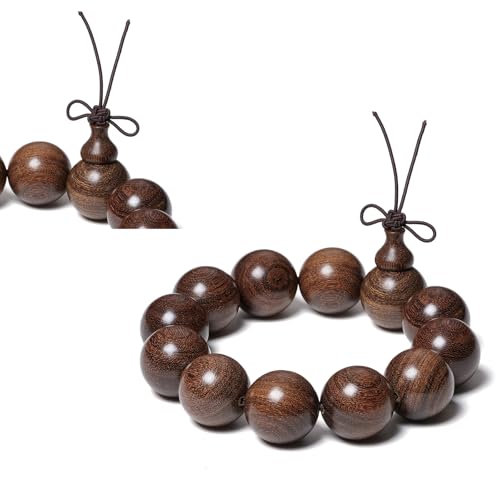 Wooden Prayer Bead Bracelets Traditional Buddhist Mala Bracelet,1pc/pack - size: Dia.18X13mm, style: JinsiTanJG
