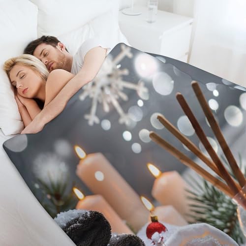 Christmas Balls Towels Throw Blanket, Soft Lightweight Cozy Warm Zens Stones Candle Flannel Blankets for Couch Bed Travel, 30"x40" - color: Christmas Balls Towels, size: 30"x40"