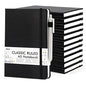 12 Pack Notebooks Journals Bulk with 12 Black Pens, Feela A5 Hardcover Notebook Classic Ruled Journal Set with Pen Holder for School Business Work Travel Writing, 120 GSM, 5.1”x8.3”, Black - color: 12 Pack black