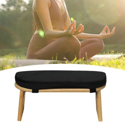 Meditation Bench Prayer Bench Removable Ergonomic Foldable Bamboo Kneeling Stool Stool for Office Bedroom Tea Ceremony(Black)