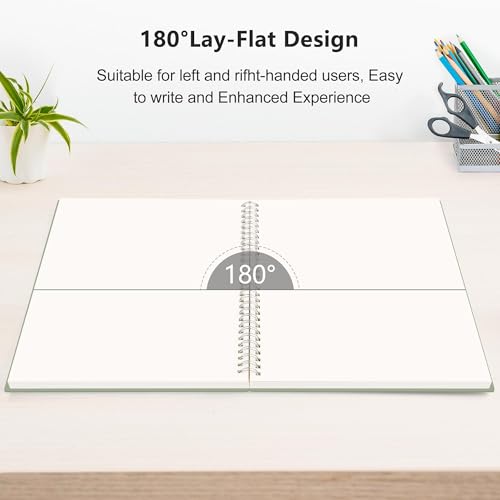 RETTACY Blank Journal Notebook, 300 Pages, A4 Large Size (8.2'' x 11.2''), 120 GSM Thick Paper, Flexible Plastic Cover, Spiral-bound, for Sketching, Drawing, Painting (Light Green) - color: Light Green