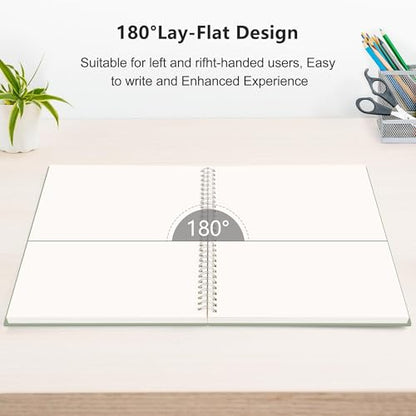 RETTACY Blank Journal Notebook, 300 Pages, A4 Large Size (8.2'' x 11.2''), 120 GSM Thick Paper, Flexible Plastic Cover, Spiral-bound, for Sketching, Drawing, Painting (Light Green) - color: Light Green