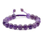 AD Beads Natural 10mm Gemstone Bracelets Healing Power Crystal Macrame Adjustable 7-9 Inch - color: Amethyst