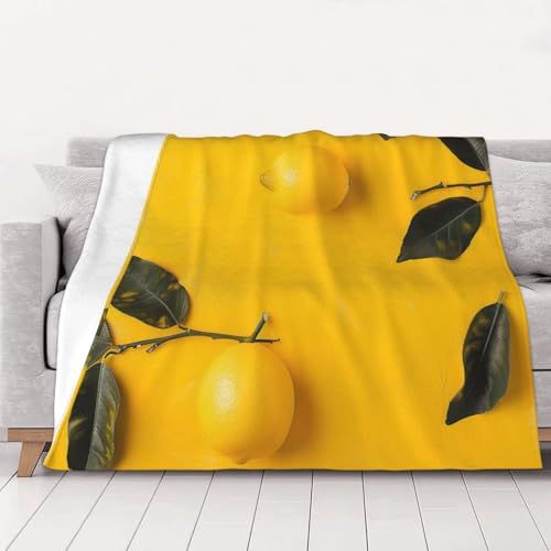 Yellow Lemon 1 Prints Throw Blanket (320g Flannel) Anti-Pilling Warm Fuzzy Blankets for Bed Sofa Couch Travel 40x30 Inch - color: Yellow Lemon 1, size: 40x30 Inch