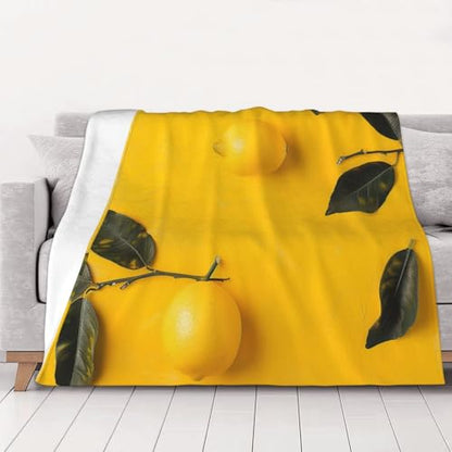 Yellow Lemon 1 Prints Throw Blanket (320g Flannel) Anti-Pilling Warm Fuzzy Blankets for Bed Sofa Couch Travel 40x30 Inch - color: Yellow Lemon 1, size: 40x30 Inch