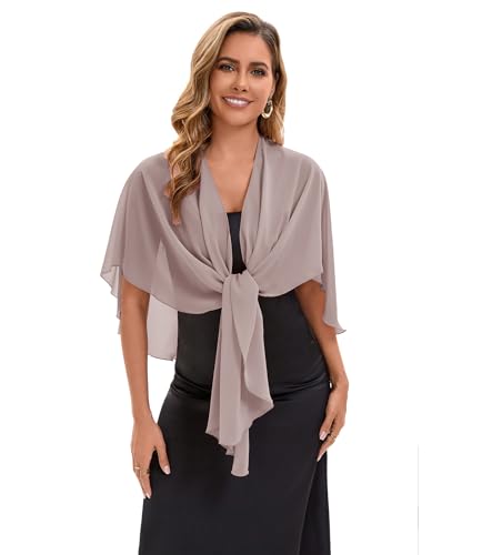 Baoqiya Chiffon Shawl Evening Scarf Shawls and Wraps for Women Wedding Party Bridal Scarves Cover Ups - color: Khaki