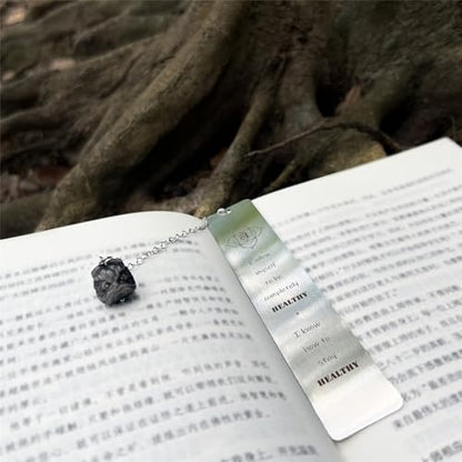 Inspirational Bookmark with Crystal Obsidian Pendant Recovery Gifts for Cancer Patients,Gift for Yourself, Sisters, Family, Best Friends. (Healthy) - color: Healthy