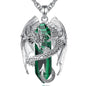 INFUSEU Unique Dragon Necklaces with Healing Crystal Stone for Men Women, Personalized Spiritual Gifts, 24 Inch Chain - color: Green Malachite