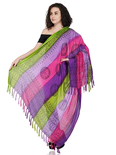 OMA Large OM Mantra Scarf Block Printed Wrap Prayer Shawl For Yoga & Meditation - Premium Quality BRAND
