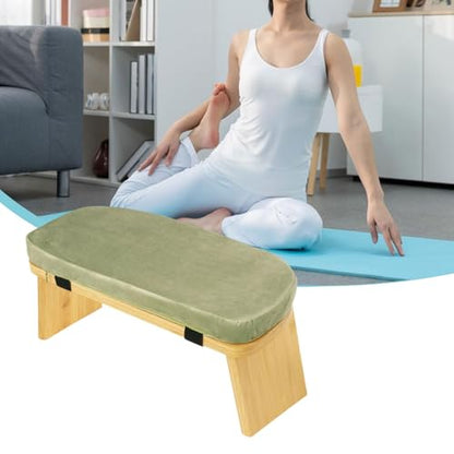 Yoga Meditation Bench Kneeling Stool, Foldable, Wood, with Removable Cushion Ergonomic Prayer Bench Meditation Stool