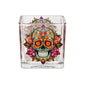Votive Tealight Candle Holder, Square Glass Vase for Table Centerpiece Decor, Multi-Purpose Glass Cup for Home Tabletop Decor, 3.1 x 3.1 x 3.1 in Day of the Dead