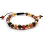 DOLON 6mm Round Stone Bead Braided Bracelet - color: Coffee Agate Bracelet