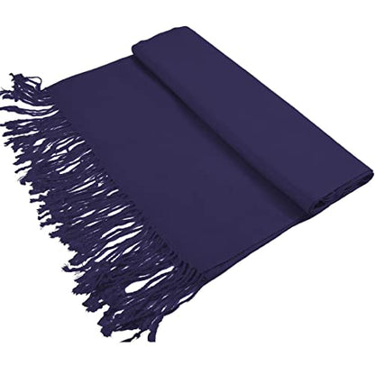 Glory Max Women Large Soft Silky Pashmina Shawl Wrap Scarf in Plain Solid Colors - color: Navy