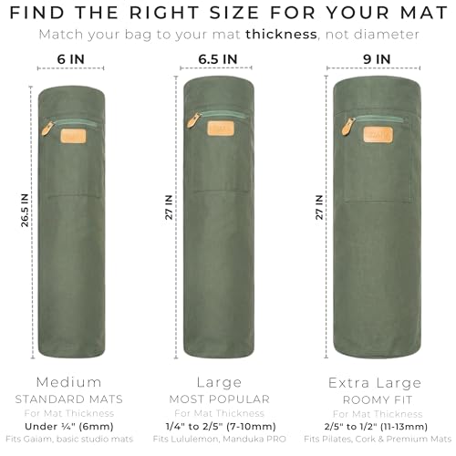 UDANA Canvas Yoga Mat Bag for Women & Men, Full-Zip Carrier with 3 Pockets & Adjustable Strap, Stylish Gym & Pilates Bag – Available in Multiple Sizes