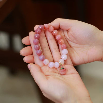 Natural Jade Bracelet for Women Gradient Green Jade Bead Elastic Bracelet, Suitable for Christmas, Thanksgiving - color: pink