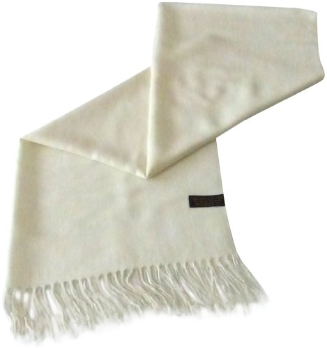 CJ Apparel Solid Color Tassels Design Nepalese Shawl Scarf Wrap Stole Throw Head Wrap Pashmina Gift Hand Made in Nepal New - color: Off White A1090