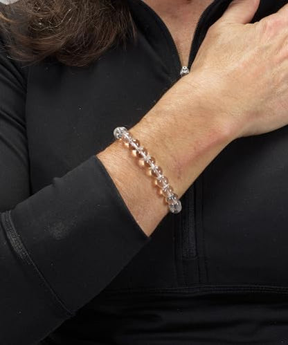 Cherry Tree Collection - Small, Medium, Large Sizes - Gemstone Beaded Bracelets For Women and Men - 8mm Round Beads - color: Clear Quartz, size: Small