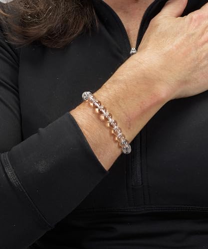 Cherry Tree Collection - Small, Medium, Large Sizes - Gemstone Beaded Bracelets For Women and Men - 8mm Round Beads - color: Clear Quartz, size: Medium