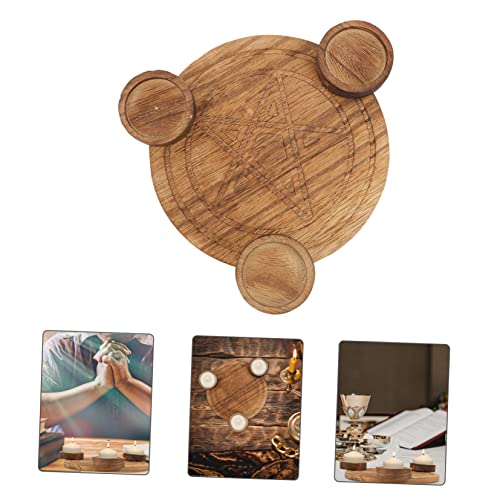 Wooden Candle Holder for Altar Table Decor Divination Rituals Modern Altar Plate Set