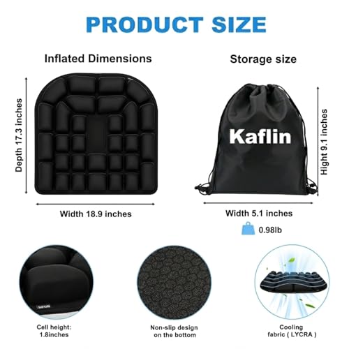 Inflatable Seat Cushion - Airplane Seat Cushion for Long Flights, Stable & Firm Support for Sports & Outdoors, Stadium Bleachers, Travel & Hard Dining Chairs