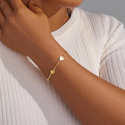 3mm Diamond Classic Tennis Bracelet for Women Dainty, Gold Jesus Cross Bracelets Trendy, 14K Gold Plated Heart/Evil Eye/Pearl/Starfish & Seashell Charm Bracelets for Women Bulk - style: 5 Heart-Gold