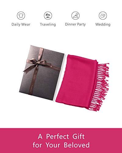 EURKEA Women's Scarf Pashmina Silky Soft Shawls Wraps Stole for Evening, Wedding and Gift - color: Fuchsia