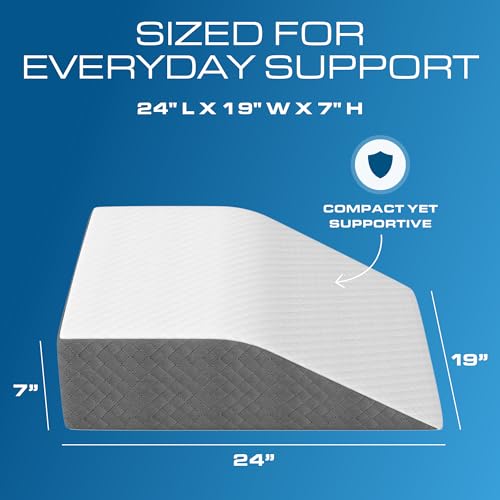 Kolbs Bed Wedge Pillow for Sleep Apnea, FSA Eligible Acid Reflux, and Back Pain Relief, with Chic Jacquard Cover - Headboard Wedges for Sleeping (Flat Top 7" Height) - size: Flat Top 7" Height