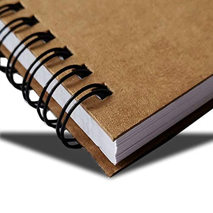 Twinkle Spiral Journal, 3Pack Spiral Notebooks, Thick Blank Paper 120 Pages Sketchbook, Notepad&Daily Planners (Khaki)