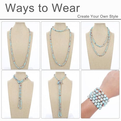 Beaded Necklace Hand Knotted for Woman - color: Shoushan Stone 1