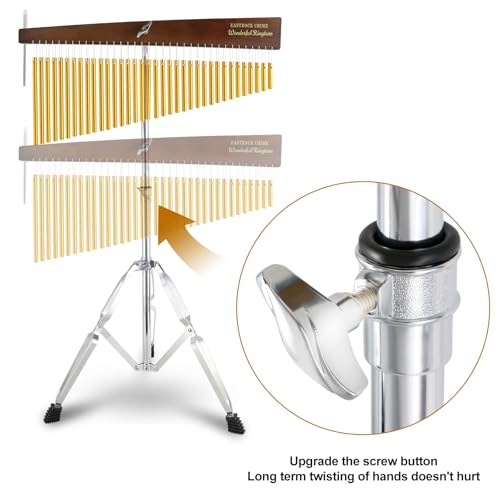 EASTROCK 36 Note Chimes Slant Style Musical Instruments Percussion Instrument European Ash Single-row Chime Bar Chimes Percussion Height-Adjustable Stand Gold - color: Gold
