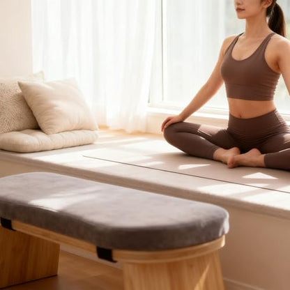 Drfeify Meditation Bench, Folding Kneeling Stool with Soft Cotton Cushion and Non Slip Pads, for Zen Meditation Relaxation Home Yoga
