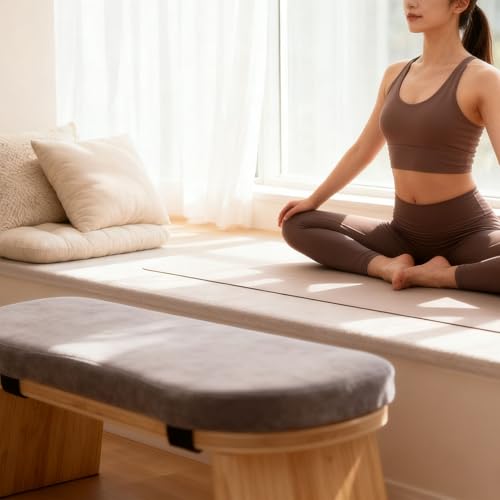 Alomejor Meditation Bench, Folding Kneeling Stool with Soft Cotton Cushion and Non Slip Pads, for Relaxation Zen Meditation Home Yoga