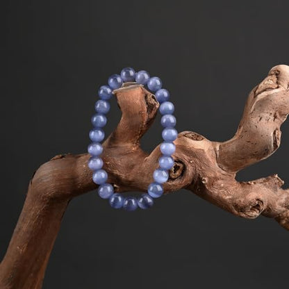 Natural Energy Healing Stone Charm Bracelet 8mm Natural Energy Healing Lava Rock Bracelet - Unisex - color: ZLY-Purple cat's eye