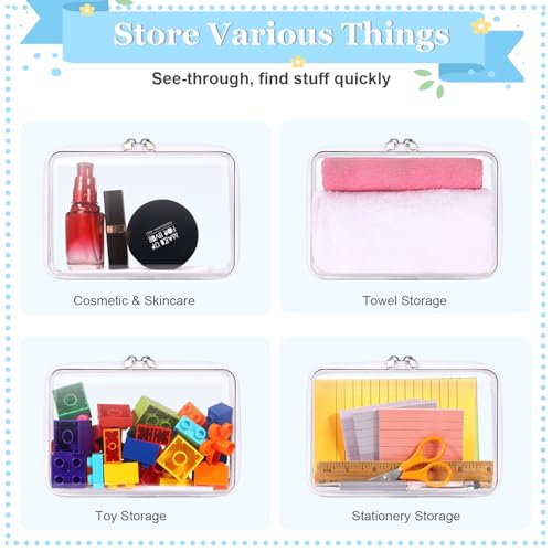2 Pack Zippered Hard Pouch, Clear Plastic Storage Box Containers Small Toiletry Bag, Clear Hard Shell Zipper Case for Small Items, Toys, Building Blocks, Puzzles, Cosmetics, Stationery Accessories