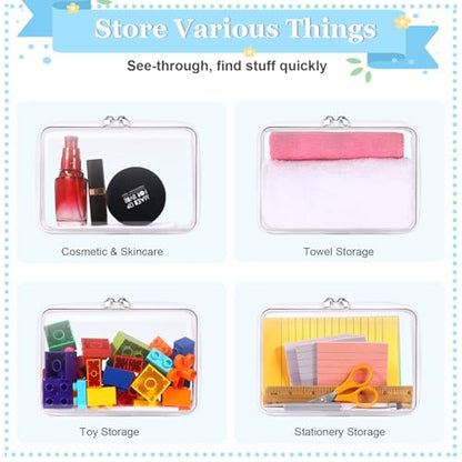 2 Pack Zippered Hard Pouch, Clear Plastic Storage Box Containers Small Toiletry Bag, Clear Hard Shell Zipper Case for Small Items, Toys, Building Blocks, Puzzles, Cosmetics, Stationery Accessories