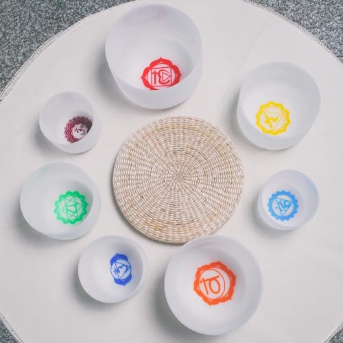 Hye-eun 7pcs Crystal Singing Bowls 432hz 7-12 Inch Quartz Sound Bowls Meditation Chakra Set with Carrying Case for Yoga Sound Healing - color: 7-12inch 432hz Chakra 7pcs