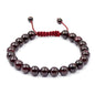 AD Beads Unisex 8mm Gemstone Bracelets Healing Macrame Adjustable 7-9 Inches || wear this healing natural gemstone bracelet help to erase your pain and fear || recover your energy||| - color: Red Garnet