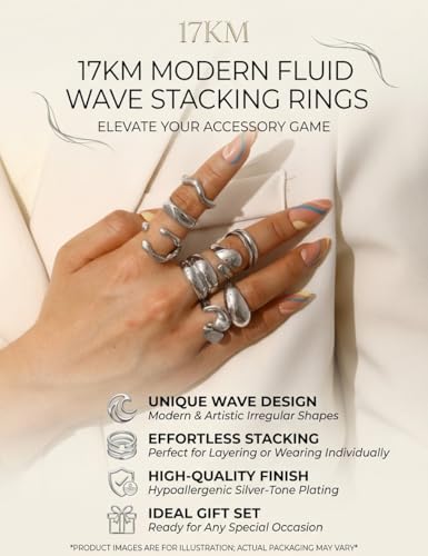 16 PCS Gold Chunky Rings Set for Women, 14k Gold Plated Thick Dome Stackable Open Rings Trendy Dainty Minimalist Jewelry Gifts - color: 02-Silver