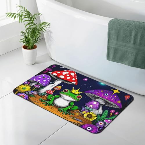 Non-Slip Stain Fade Resistant Bathroom Mat Absorbent Bath Shower Mat for Indoor Outdoor Frontdoor Bedroom Livingroom Kitchen Magic Mushrooms Frog Trippy Art - color: Pattern 346