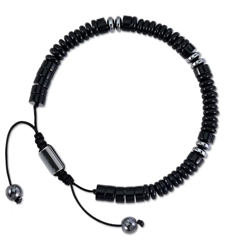 VIBILIA Healing Crystal Bracelets Beaded Bracelets for Men Women Natural Stone Adjustable Bracelets Unique Gifts for Father Son Grandfather Brother Friend - color: Obsidian