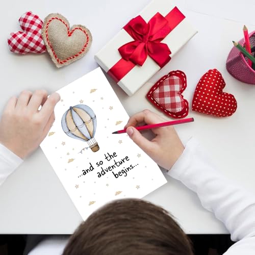 Hot Air Balloon Adventure Baby Shower Card - New Baby Cards, Babys Shower Congratulations Cards - Funny New Born Card for Pregnant Couple, Parents - color: #1