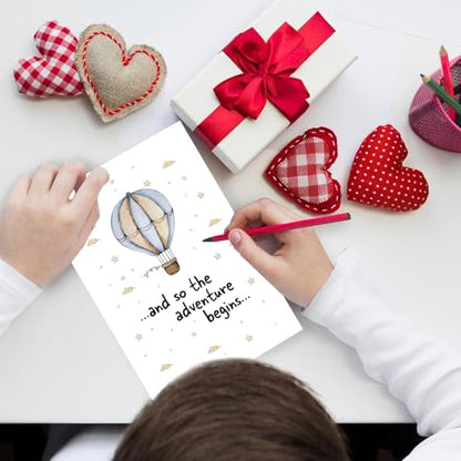 Hot Air Balloon Adventure Baby Shower Card - New Baby Cards, Babys Shower Congratulations Cards - Funny New Born Card for Pregnant Couple, Parents - color: #1